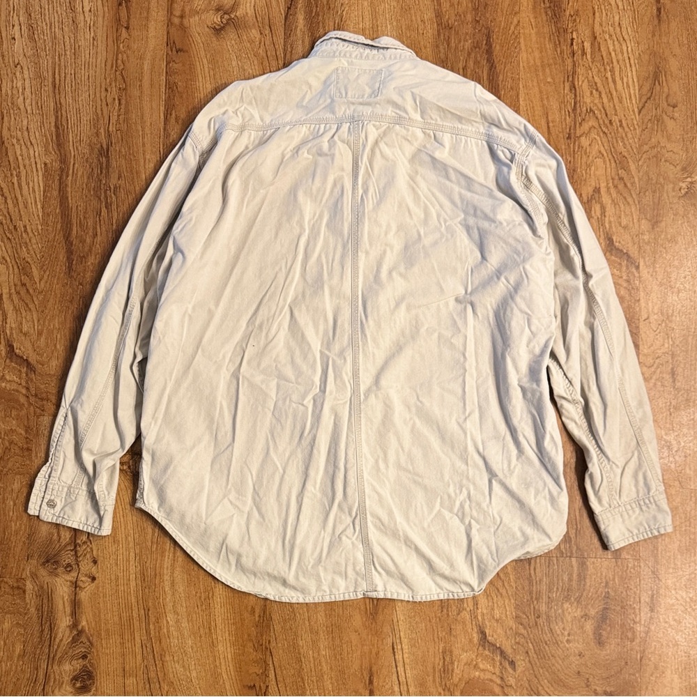 LEVIS Mens XL Shirt Silvertab Beige Long Sleeve Cotton Metal Buttons Vintage - Picture 7 of 8